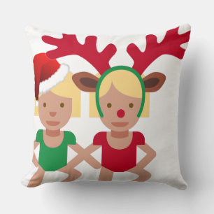 Cojín Decorativo emoji de gemelos navidades santa