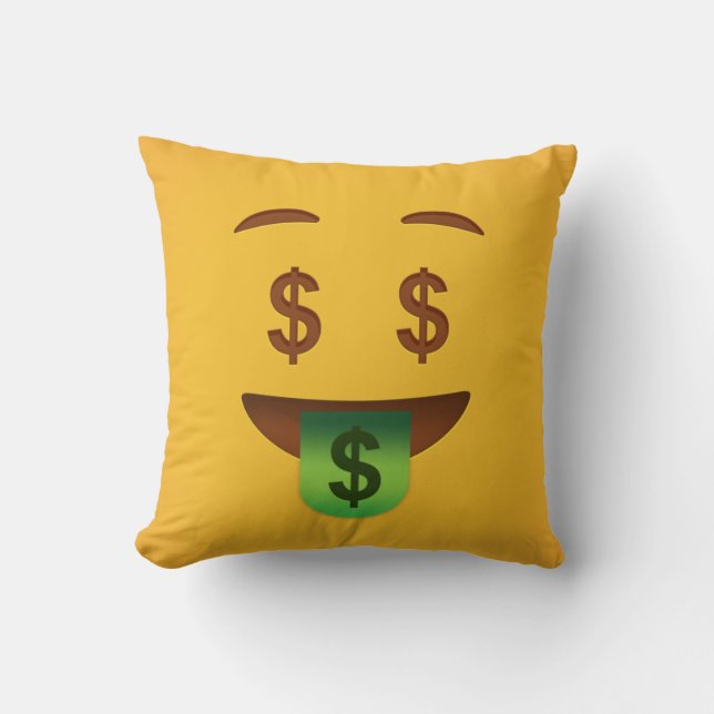 Cojín Decorativo Emoji de la cara del dinero   (Anverso)