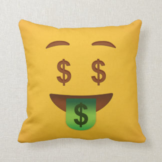 Cojín Decorativo Emoji de la cara del dinero  