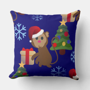 Cojín Decorativo emoji de monos navidades santa