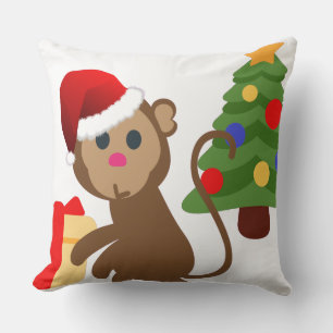 Cojín Decorativo emoji de monos santa claus