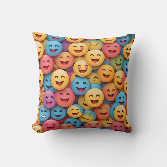 Cojín Decorativo Emoji de sonrisa colorida (Anverso)