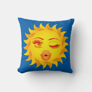 Cojín Decorativo Emoji del Sol en vuelo, Beso del Sol, adoradores d