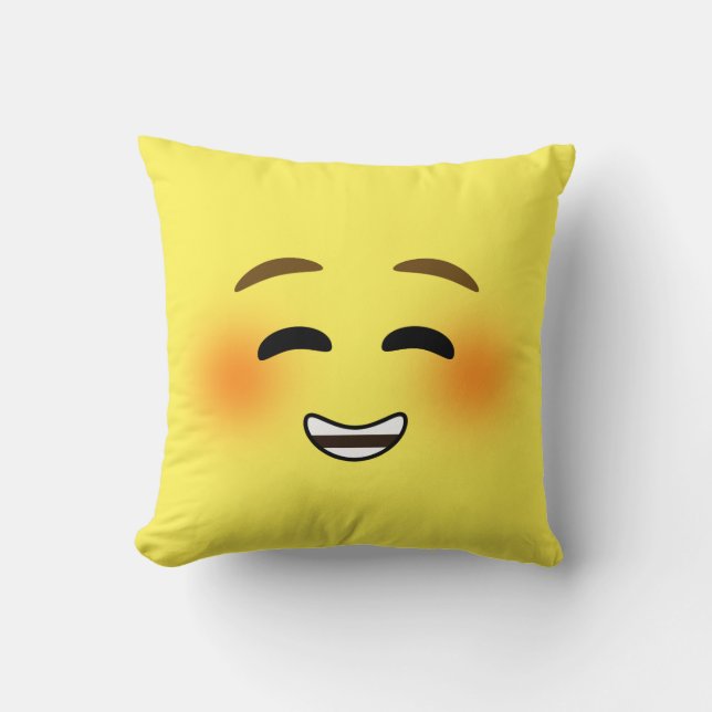 Cojín Decorativo Emoji sonriente blanca (Anverso)