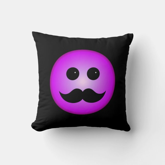 Cojín Decorativo Emoticon púrpura del bigote (Anverso)