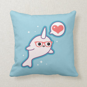 Cojín Decorativo Empollón lindo Narwhal