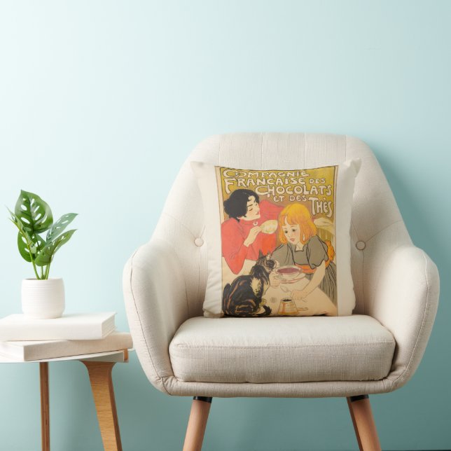 Cojín Decorativo Empresa francesa de chocolate y té, Art Nouveau (Silla)