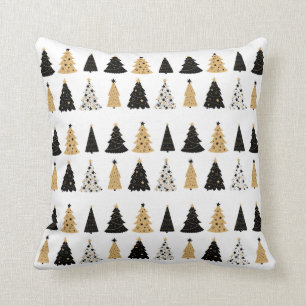 Cojín decorativo en árbol de Navidad negro y dor