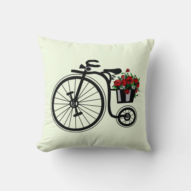 Cojín decorativo en bicicleta de flores - Personal (Anverso)