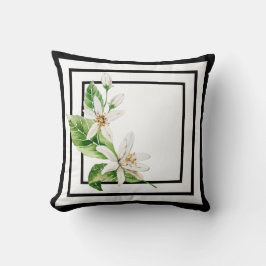 Cojín decorativo en blanco y negro con flor de lim