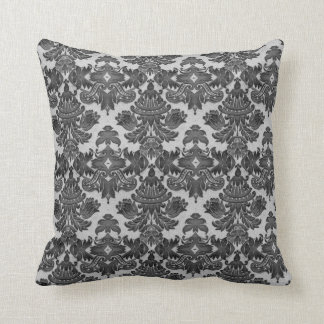 Cojín decorativo en damasco negro y gris