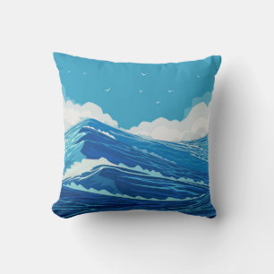 Cojín Decorativo En el océano. Las grandes olas del mar y el azul
