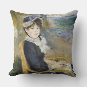 Cojín Decorativo En la orilla del mar, retrato de pintura al óleo,
