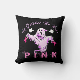 Cojín Decorativo En Octubre Nosotros Usamos Lazo Rosa Fantasma Cánc