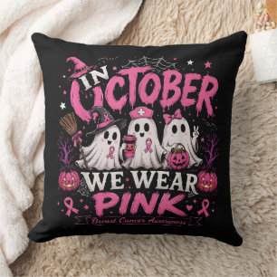 Cojín Decorativo en Octubre Nosotros Usamos Rosa Conciencia del Cán