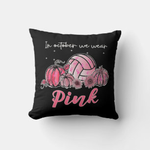 Cojín Decorativo En Octubre Usamos Cáncer De Mama De Voleibol Rosa