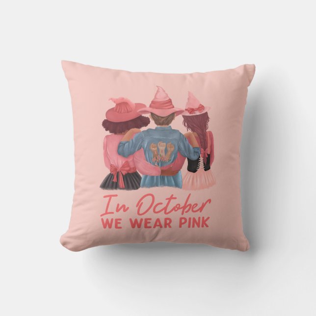 Cojín Decorativo En Octubre Usamos Conciencia Sobre El Cáncer De Ma (Anverso)