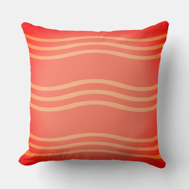 Cojín decorativo en tonos Naranja con olas (Anverso)