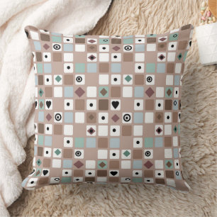 Cojín Decorativo En tonos turquesa beige patrón geométrico