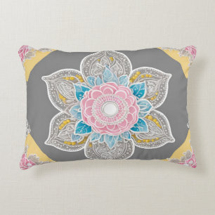 Cojín Decorativo Encaje floral gris arte de IA