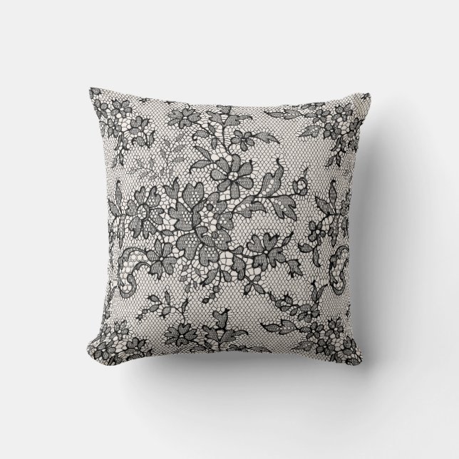 Cojín Decorativo Encaje negro (Anverso)