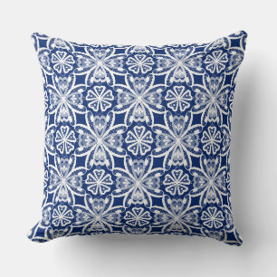 Cojín Decorativo Encaje retro de red de pescado blanco azul