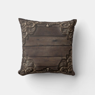 Cojín Decorativo Encaje y madera oscura rústica vintage casa de cam