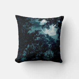 Cojín Decorativo Encantador bosque nocturno con luna llena