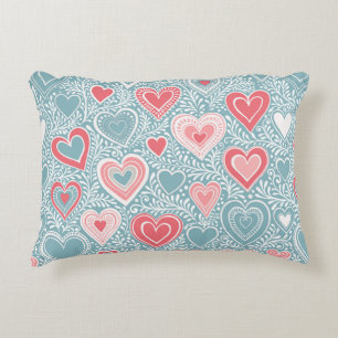 Cojín Decorativo Encantador Corazón Floral Folk Dusty Blue Blush Ro