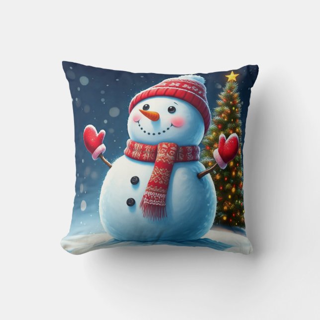 Cojín Decorativo "Encantador encanto invernal: Árboles navideños y  (Anverso)