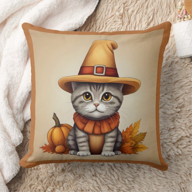 Cojín Decorativo Encantador gato festivo de Acción de Gracias disfr (Manta)
