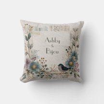 Encantador pájaro acuarela y floral bohemio