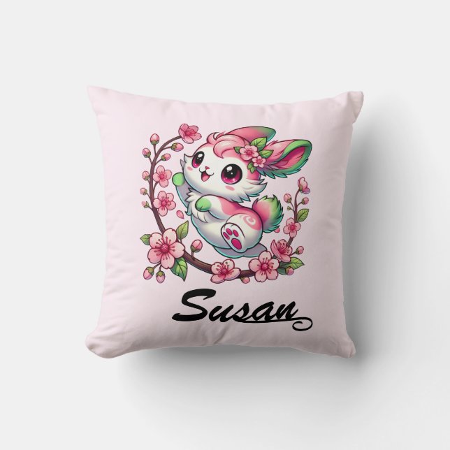 Cojín Decorativo Encantador Sakura Bunny Throw (Anverso)