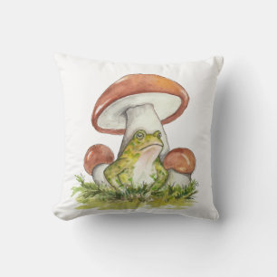 Cojín Decorativo Encantador sapo debajo del hongo