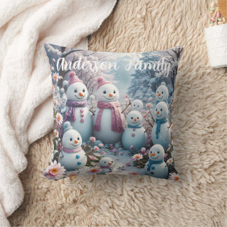 Cojín Decorativo Encantadora familia feliz de Snowman