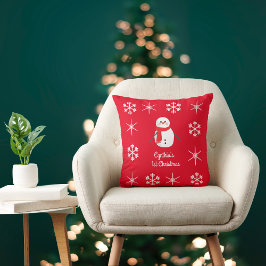 Cojín Decorativo Encantadora primera Navidad en rojo de un niño muñ
