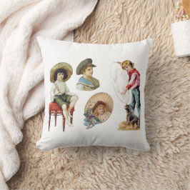 Cojín Decorativo Encantadores niños victorianos y la colonia de per