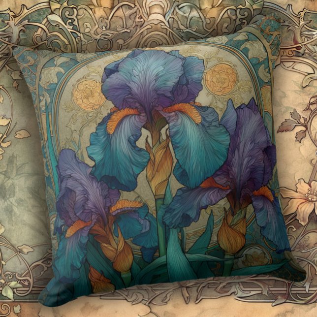 Cojín Decorativo Encantamiento de Iris Art Nouveau (Subido por el creador)