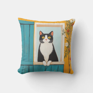 Cojín Decorativo Encantando al gato en la ventana