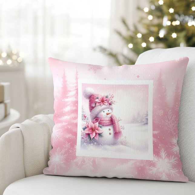 Cojín Decorativo Enchanted Pinkmas Pillow Snowman Winter Magic (Enchanted Pinkmas Pillow Snowman Winter Magic)