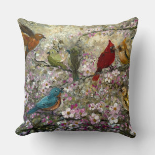 Cojín Decorativo Encuentro de primavera: Regalos de pájaros cantore