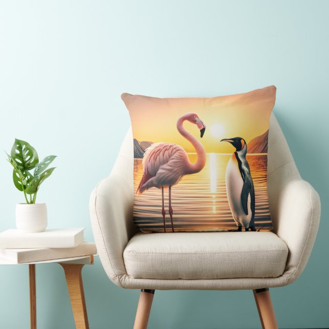 Cojín Decorativo Encuentro Flamingo y Penguin Sunset (Silla)