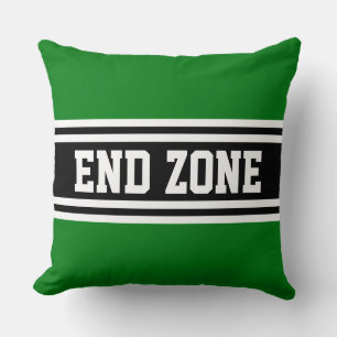 Cojín Decorativo END ZONE Deportivo Verde Negro Blanco Rayas de Car