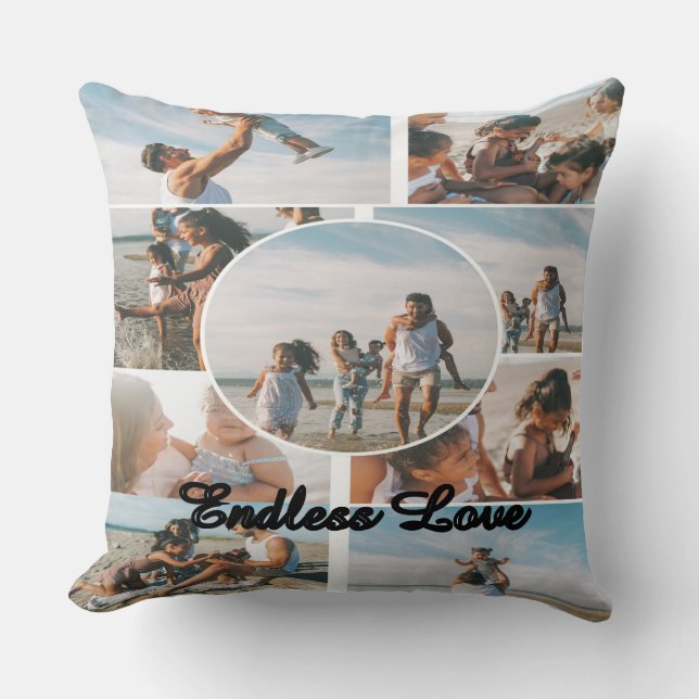 Cojín Decorativo Endless Love Custom Family Collage Throw Pillow (Anverso)