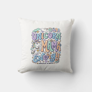 Cojín Decorativo Energía de Mamá Unicornio Kawaii Diseño Vectorial_
