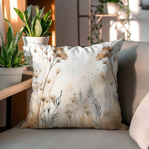 Cojín Decorativo Énfasis de acuarela de las flores de otoño