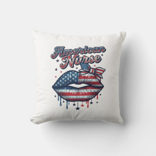 Cojín Decorativo Enfermera Americana Diseño Patriótico de Camiseta