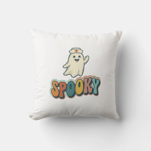 Cojín Decorativo Enfermera de Halloween Fantasma Espeluznante Retro
