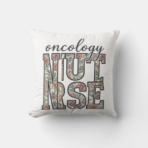 Cojín Decorativo Enfermera de Oncología Floral Vintage