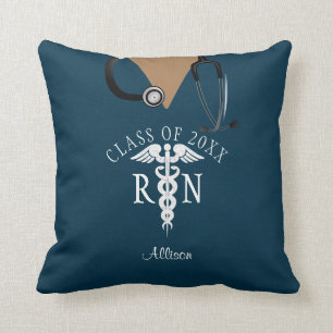 Cojín Decorativo Enfermera graduada Blue Scrub Top Personalizada